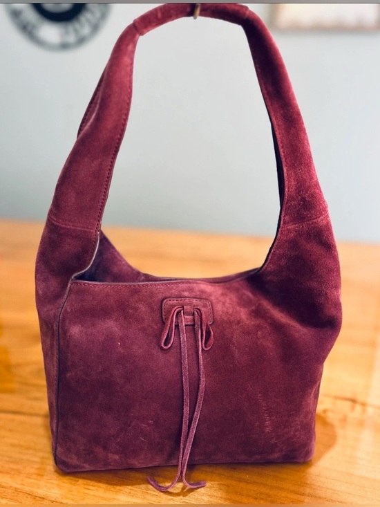 Lucky Brand Handbags - Lucky Brand Clem Suede Mini Hobo Bag Burgundy